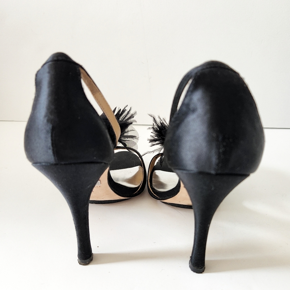 Badgley Mischka Kiwi Black Satin Heels - Picture 5 of 5